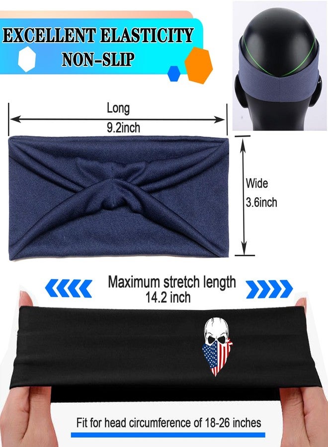 FACITE 3PCS Sweatbands for Men Women Sweat Band Headbands Men Sport Workout Headbands for Mens Cooling Head Bands Skull American Flag Stretchy Hairband for Running Yoga Gym Hip Hop Football 4th July Gift - Image 5